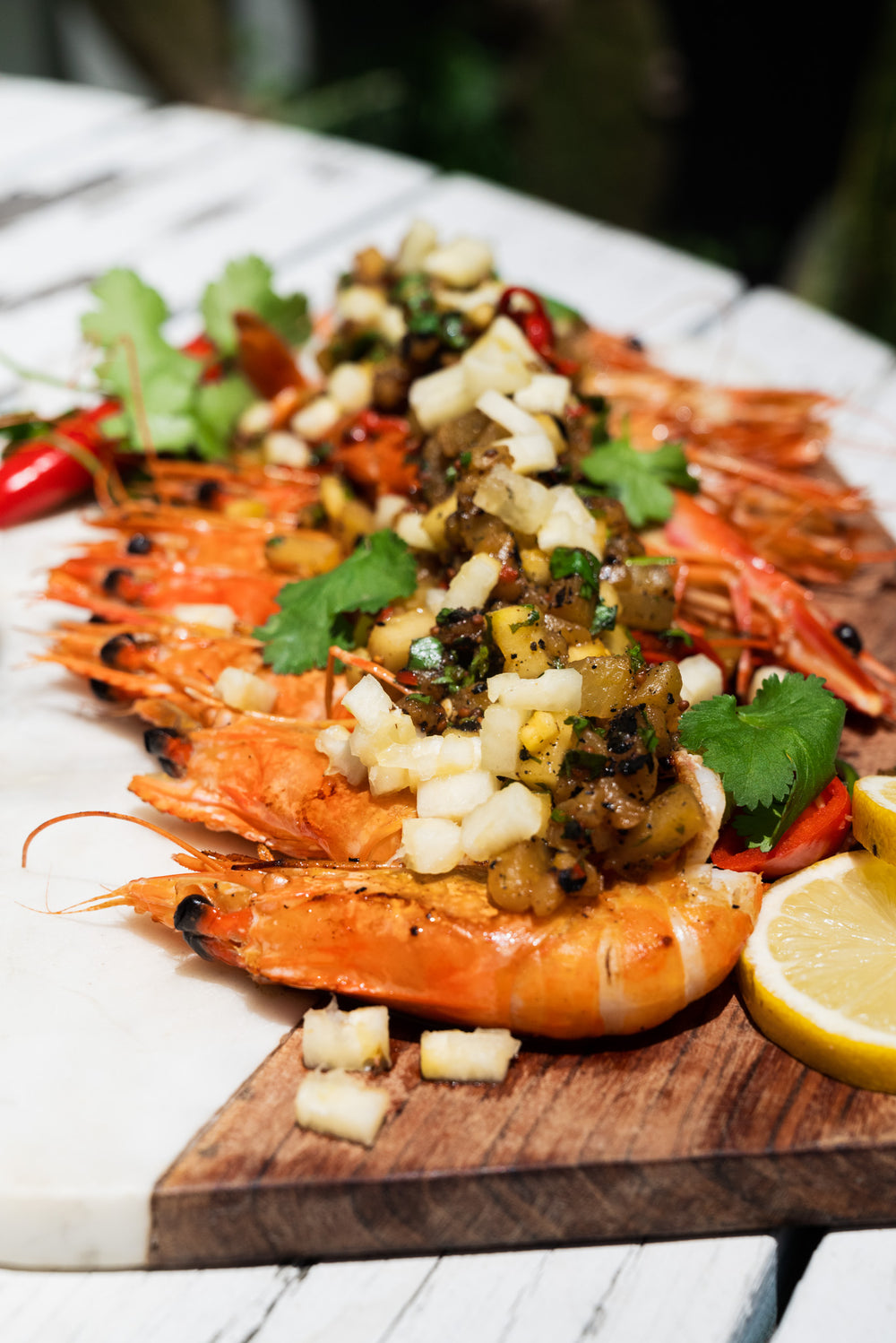 Tiger Prawns with Spiced Pineapple Salsa